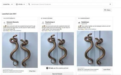 Website posts featuring snake door handles